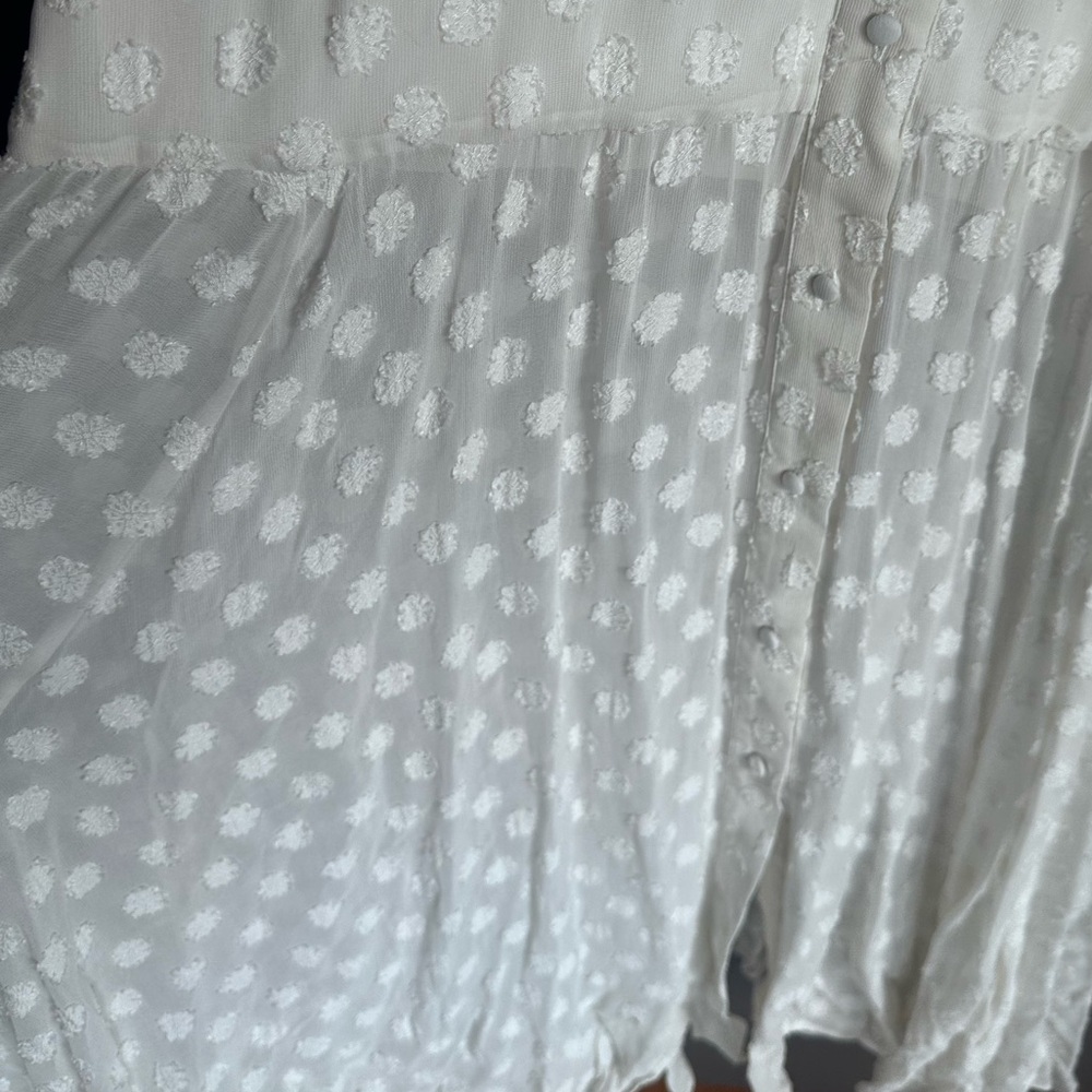 NWT Karina Grimaldi Sami Maxi Dress in Sheer dotted White - MED - Picture 7 of 7